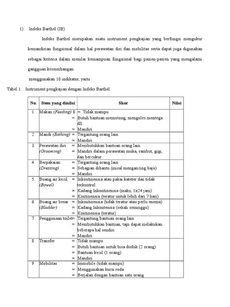 Barthel Index Pdf Printable - Printable Templates