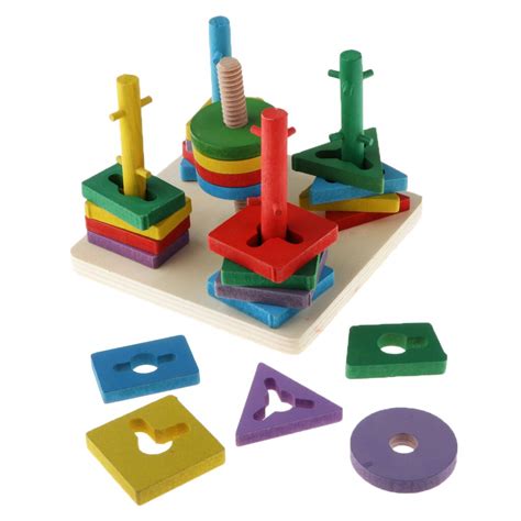 Kids Wooden Stacking Toys & Shape Sorting Board Ge... – Grandado