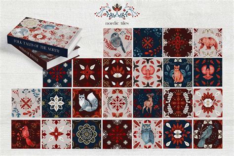 Folk Christmas Art Christmas Tiles Nordic Scandinavian | Etsy
