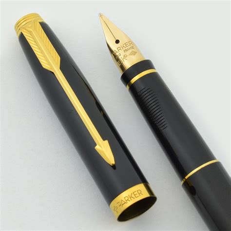 Parker 75 Fountain Pen - Black Lacquer, French, 18k Medium Nib ...