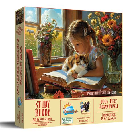 SUNSOUT INC - Study Buddy - 500 pc Large Piece Jigsaw Puzzle by Artist ...