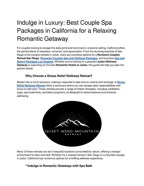 PPT - Indulge in Luxury: Best Couple Spa Packages in California for a ...