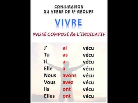 Verbe VIVRE au Passé composé de l'indicatif - YouTube