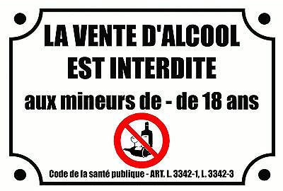 SIGNALETIQUE COMMERCE VENTE ALCOOL INTERDITE aux MINEURS ...