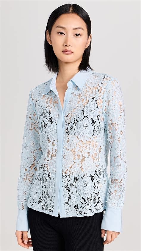 L'AGENCE Maia Lace Button Down Blouse | Shopbop