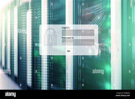 Server room, login and password request, data access and security Stock ...