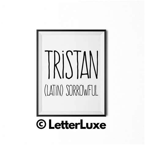 Tristan Name Meaning Art, Tristan Printable Baby Shower Gift, Nursery ...