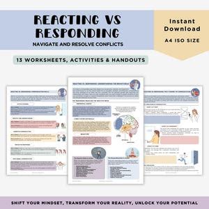 Reacting Vs Responding Worksheet for Adults - Etsy