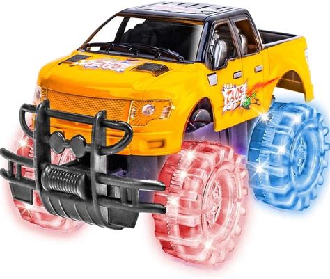ArtCreativity 8in Light-Up Monster Truck Toy, Yellow LED Tires, Push ...