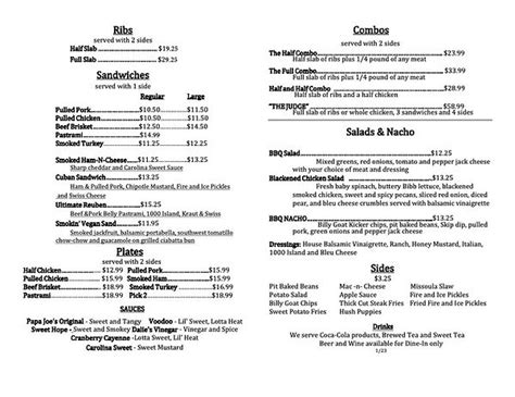 MENU | Dalie's Smokehouse