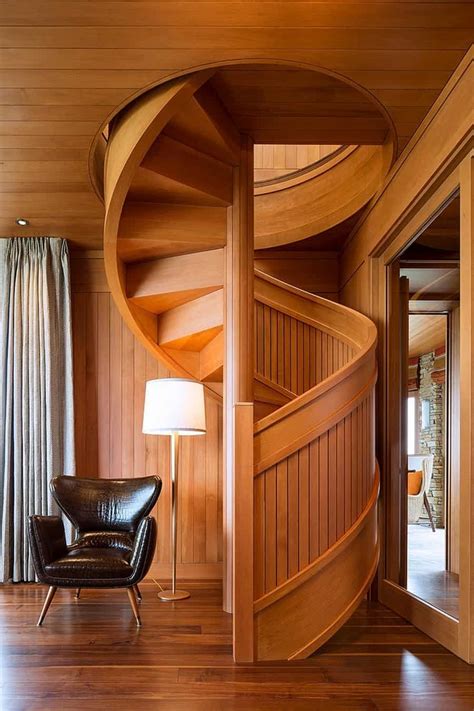 Flowing Spiral Wood Staircase is a Work of Art