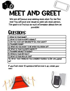 Meet and Greet by madnessinmiddleschoolela | TPT
