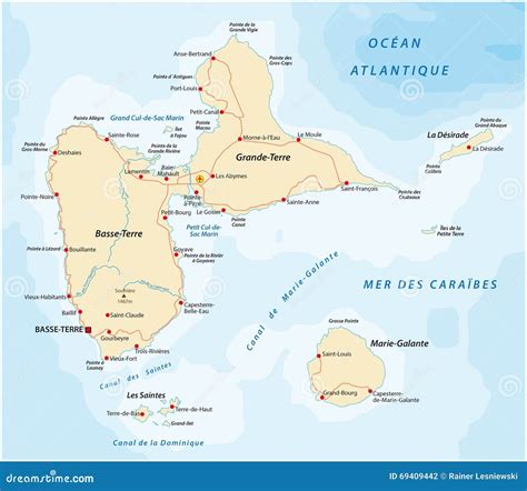 Road map of Guadeloupe stock illustration. Illustration of detailed ...