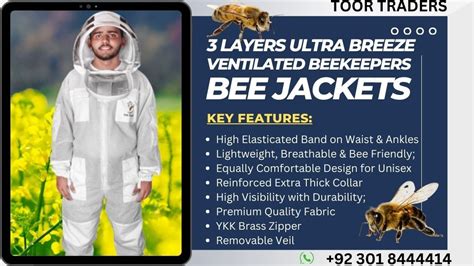 3 Layers Ventilated Apiary Bee Keeping Suit Jacket with Veil