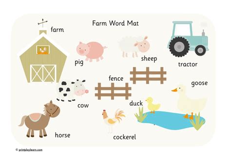 Farm Word Mat - Printable Teaching Resources - Print Play Learn