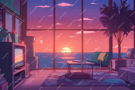 Lofi music chill vibes sunset background wallpaper | Premium AI ...