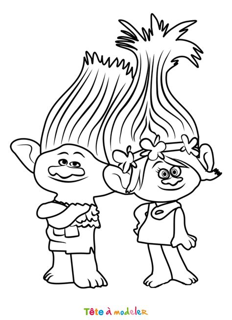 Coloriage Trolls gratuit à imprimer avec Tête à modeler