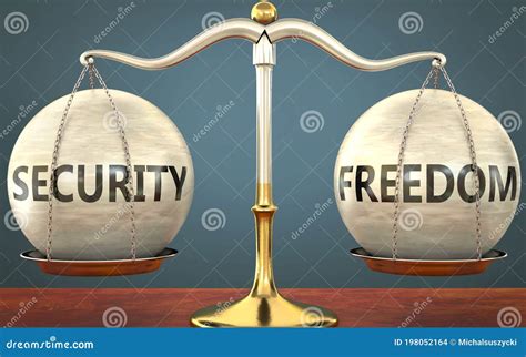 Security and Freedom Staying in Balance - Pictured As a Metal Scale ...