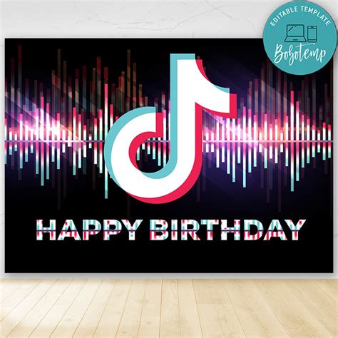 TikTok Birthday Backdrop Printable Digital File Instant Download | Bobotemp