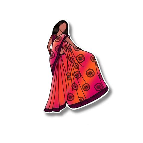 Saree not Sorry Sticker (Orange/Pink/White Border) | Pink and orange ...