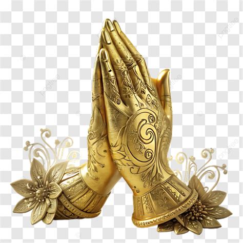 A Pair Of 3d Golden Hands In The Traditional Sampeah Gesture, Golden ...