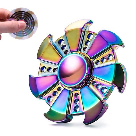 Rainbow Metal Brass Hand Fidget Spinner Toy High Speed Bearing EDC ...