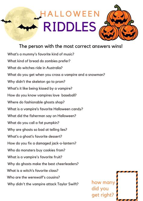 Halloween game for kids printable party game riddle digital download ...