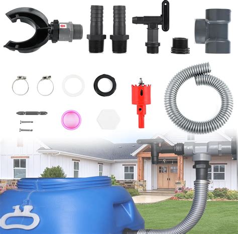 Rain Barrel Connection Kit, Rainwater Diverter Kit, Rainwater Collector, Outdoor Rainwater Filters Water Collection System Catch Rain Water, Black