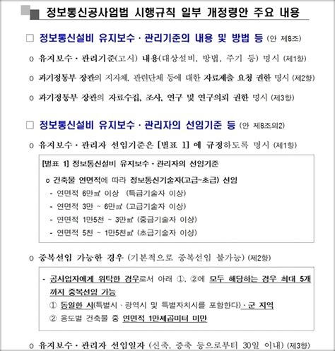 정보통신설비 유지보수·관리자 선임 기준 명시, 대가 산정 방법 구체화 - 정보통신신문