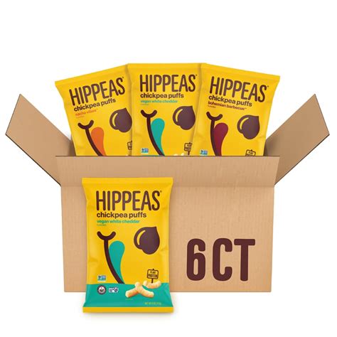 Hippeas Chickpea Puffs, Variety Pack: Vegan White Cheddar, Nacho, BBQ ...