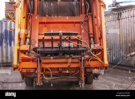 Moscow region. Russia. Autumn 2020. Garbage truck at the sorting ...