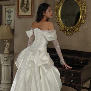 Basque Waist Wedding Dress With Sleeves – Renaissance Inspired Corset ...