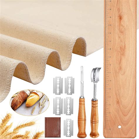 Baguette Flipping Board Set Bakers Couche, Bread Lame, Transfer Peel ...