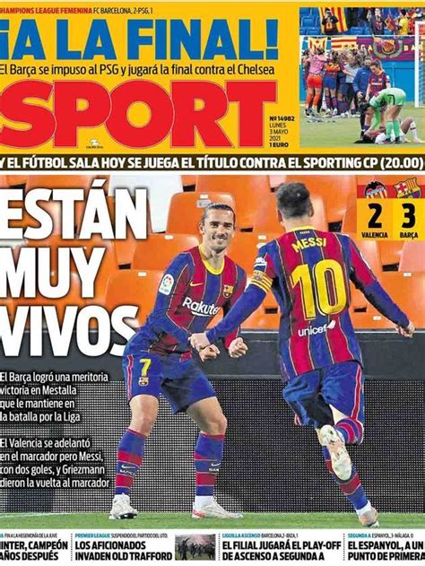 La portada del diario SPORT (03/05/2021)