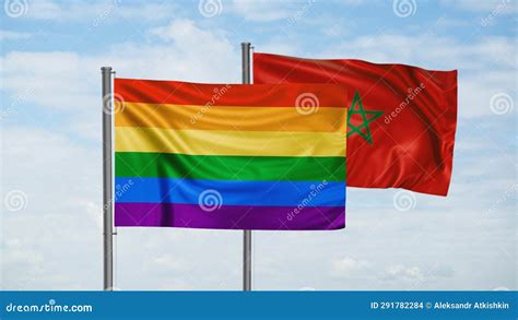 Morocco and LGBT Movement Also Gay Pride Flag Stock Footage - Video of ...