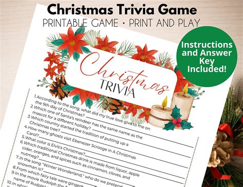 Christmas Trivia Game for Adults Christmas Party Games Printable - Etsy