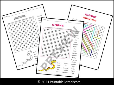 Snake Word Search Puzzle | Teaching Resources