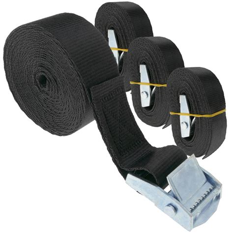 Sangles d'arrimage noires avec boucle de 4 m x 25 mm avec une force de ...