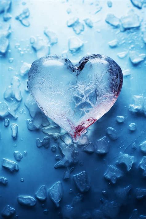 Frozen Heart Melting on Blue Background. Valentines Day Stock ...