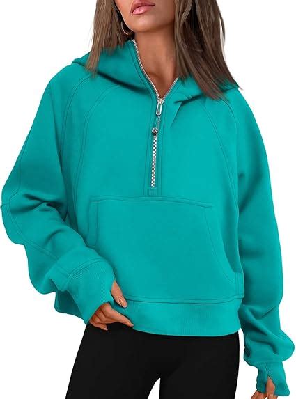 Trendy Queen Women Half Zip Cropped Hoodies Fleece Quarter Zip Up ...