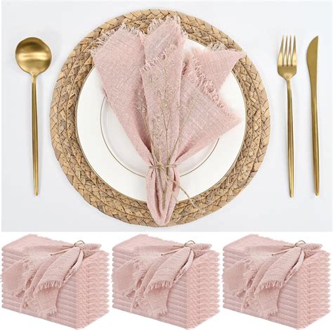 36 Pack Pink Cloth Napkins Cotton Linen Napkin 16 x 16 Inch Pink ...
