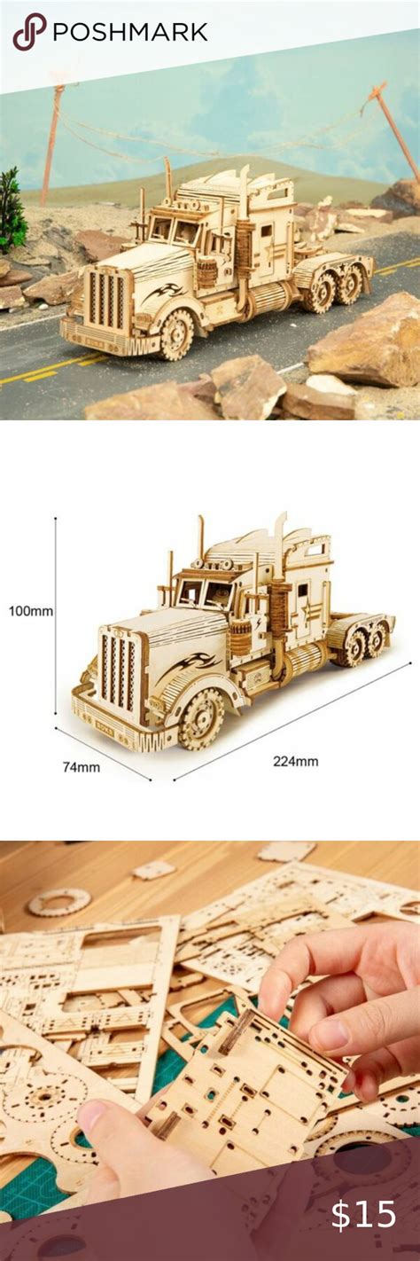 Robotime Heavy Truck Car Assembly Toy Wooden Mechanical 3D Puzzle ...