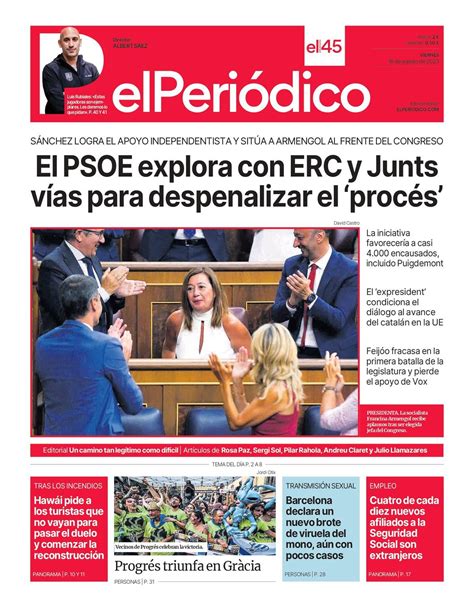 La portada de EL PERIÓDICO del 18 de agosto de 2023
