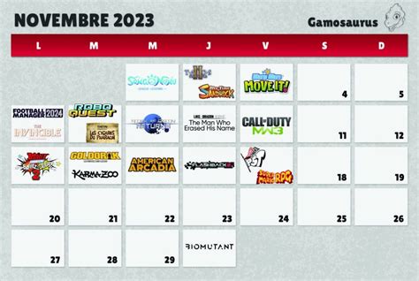 Calendrier des sorties jeux vidéo du mois de novembre 2023 - Gamosaurus