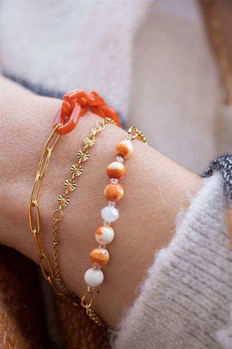 Bracelet Alexiane orange - Heliboo, site de vente en ligne de bijoux ...