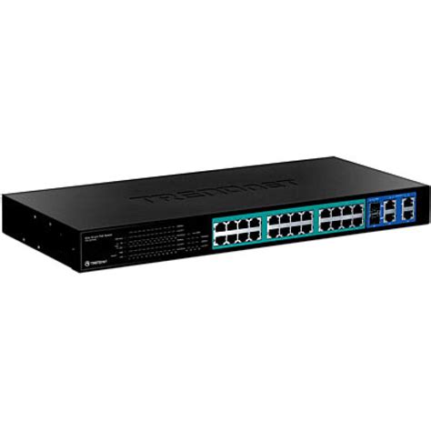 Trendnet 24-Port 10/100Mbps Web Smart PoE Switch with 4 Gigabit Ports ...
