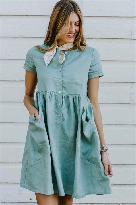 Lillywhite Babydoll Dress in Sage Blue | ROOLEE | Babydoll dress ...