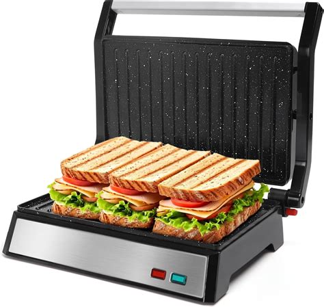 Aigostar Panini Press, 1200W Sandwich Maker and Electric Indoor Grill ...