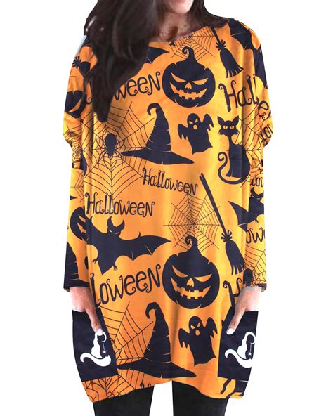 MOUSYA Halloween Dress Shirt Women I Smell Children Print Long Sleeve ...