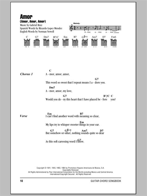 Amor (Amor, Amor, Amor) par Gabriel Ruiz Partitions pour Accords/Lyrics ...